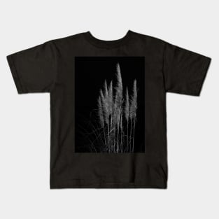 Vertical pampas grass on black background. Kids T-Shirt